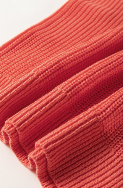 Flamingo Textured Knit Notch V-Neck Sweater Tee | Women’s Casual Lightweight Top