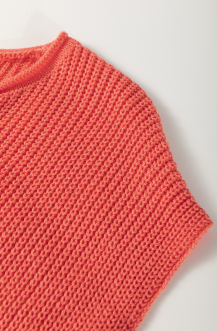 Flamingo Textured Knit Notch V-Neck Sweater Tee | Women’s Casual Lightweight Top