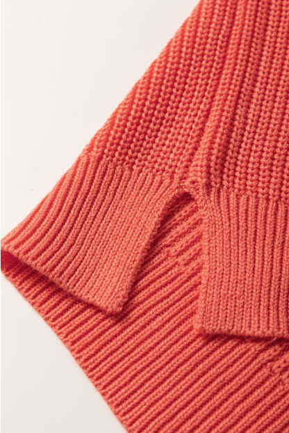 Flamingo Textured Knit Notch V-Neck Sweater Tee | Women’s Casual Lightweight Top