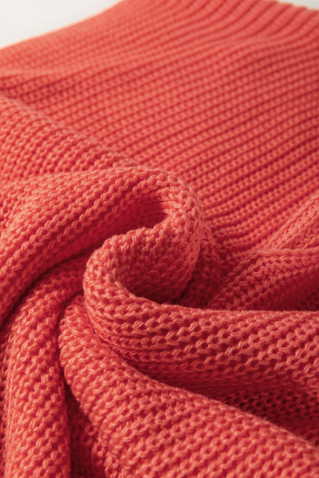 Flamingo Textured Knit Notch V-Neck Sweater Tee | Women’s Casual Lightweight Top