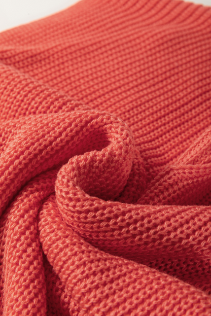 Flamingo Textured Knit Notch V-Neck Sweater Tee | Women’s Casual Lightweight Top