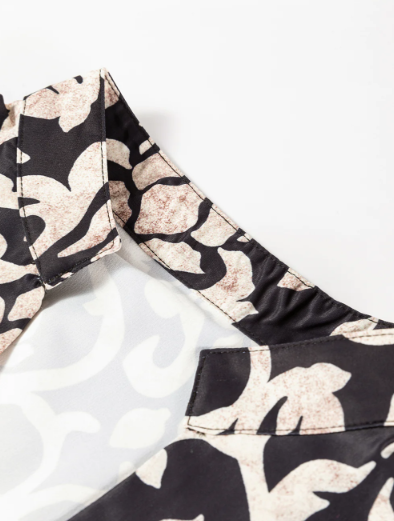 Black Retro Floral Mixed Print Split Neck A-Line Dress | Women’s Boho Tunic Mini Dress