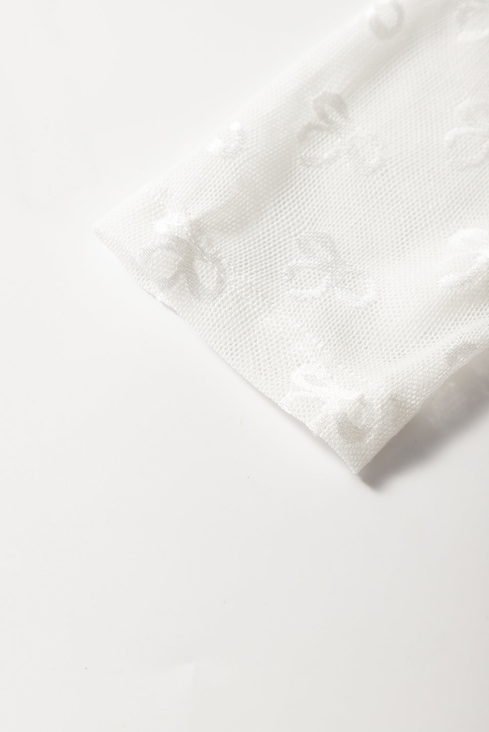 Black Mesh Bow Pattern Long Sleeve Top