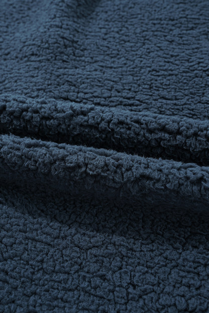 Beige Contrast Flap Pocket Single Breasted Teddy Coat