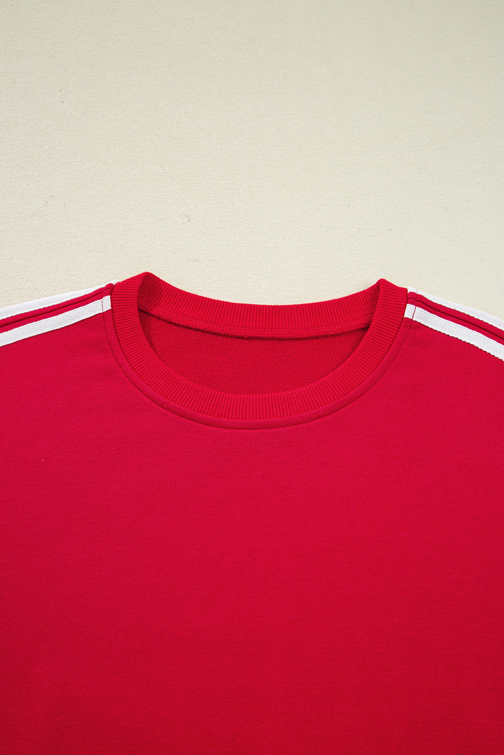 Dirty blue Varsity Striped Detail Crewneck Pullover Elastic Sweatpants 2pcs Outfit