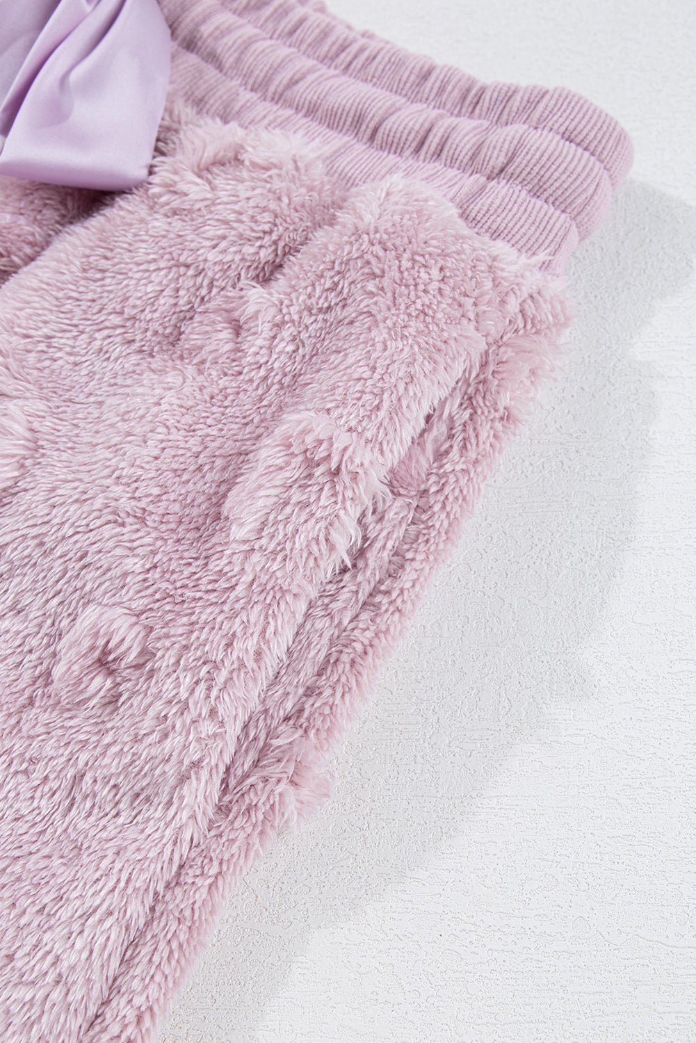 Light Pink Textured Leopard Fleece Loose Two Piece Lounge Set