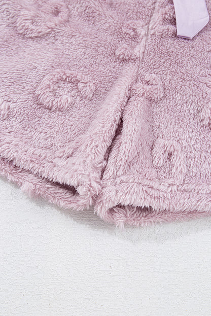 Light Pink Textured Leopard Fleece Loose Two Piece Lounge Set