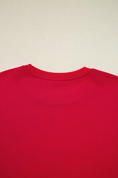 Dirty blue Varsity Striped Detail Crewneck Pullover Elastic Sweatpants 2pcs Outfit