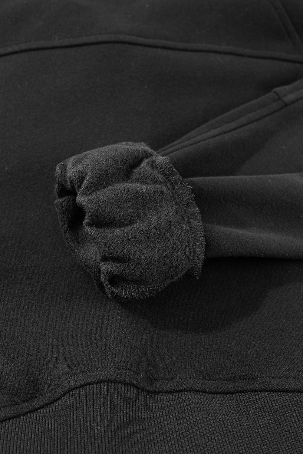 Gray Fleece Lined Zip Up Stand Collar Thumbhole Sleeve Sweatshirt