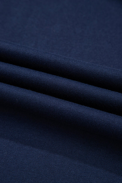 Dirty blue Varsity Striped Detail Crewneck Pullover Elastic Sweatpants 2pcs Outfit