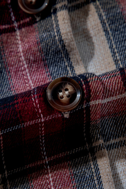 Green Plaid Print Chest Pocket Buttoned Hooded Shacket