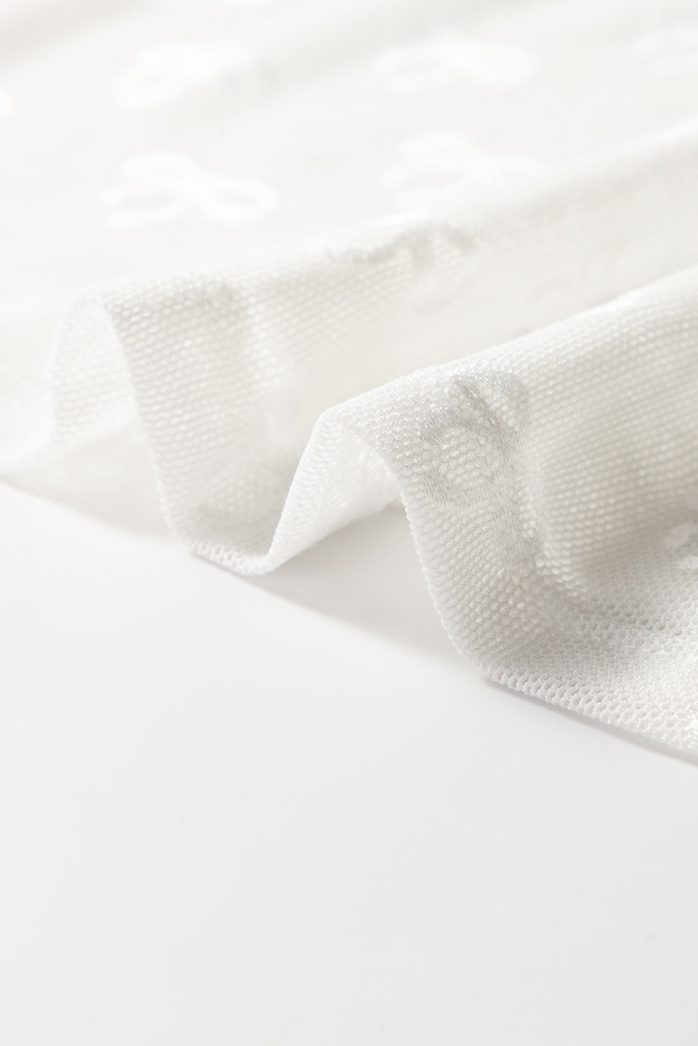 Black Mesh Bow Pattern Long Sleeve Top