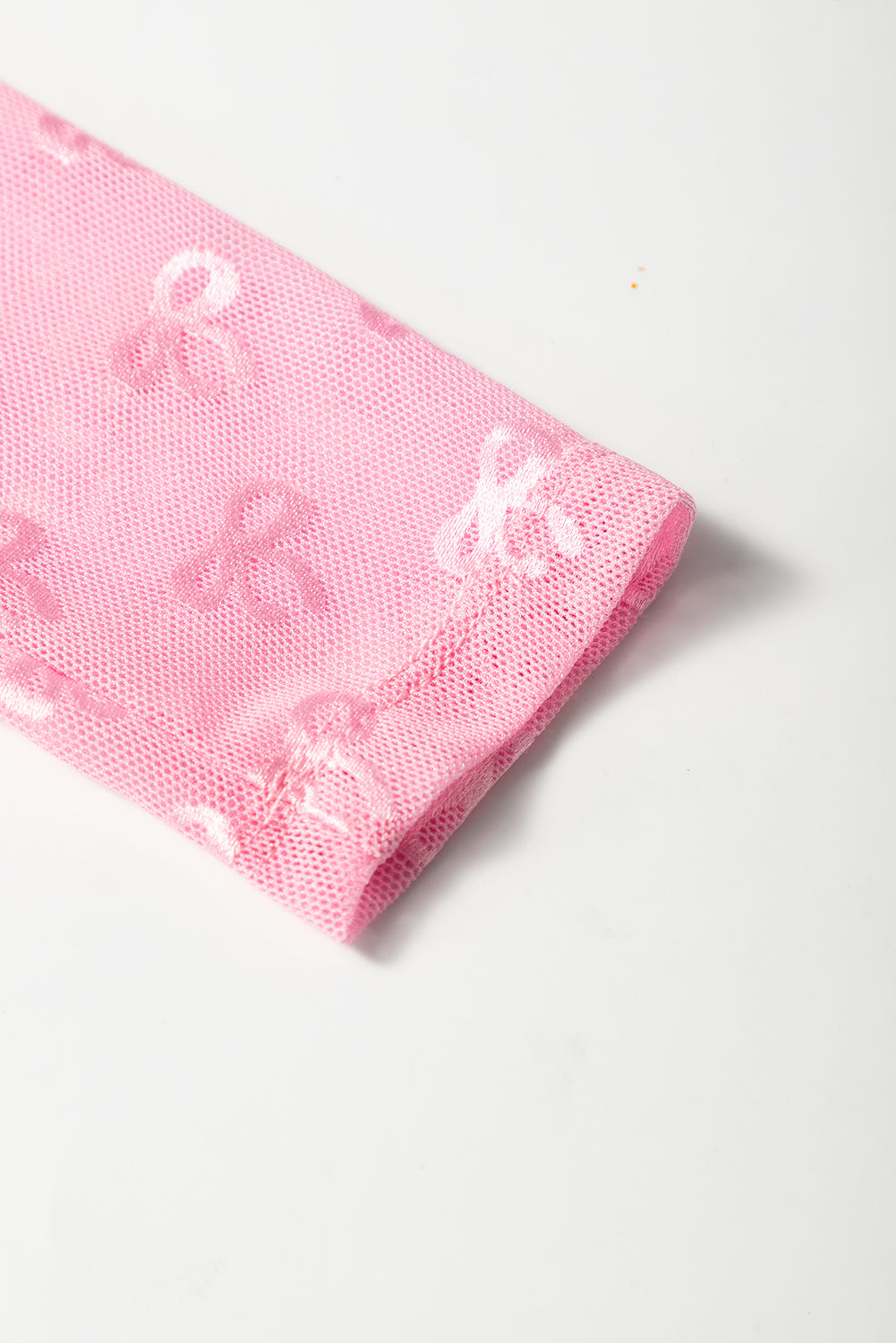 Black Mesh Bow Pattern Long Sleeve Top