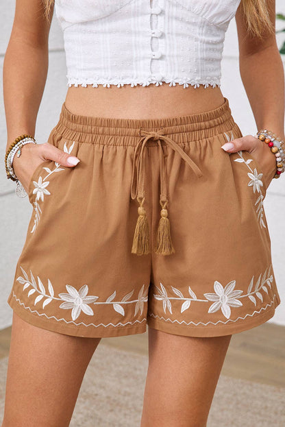 Boho Floral Embroidered Summer Shorts