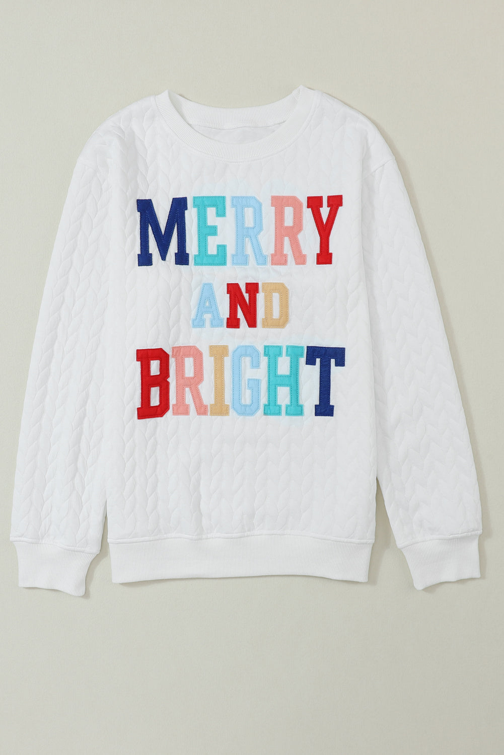Dearlovers White Merry And Bright Cable Knit Pullover Sweatshirt