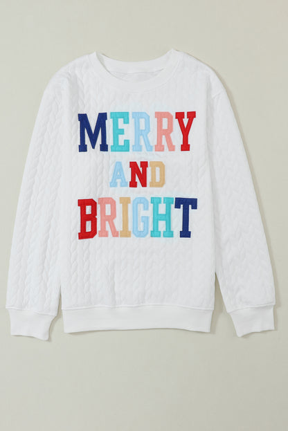 Dearlovers White Merry And Bright Cable Knit Pullover Sweatshirt
