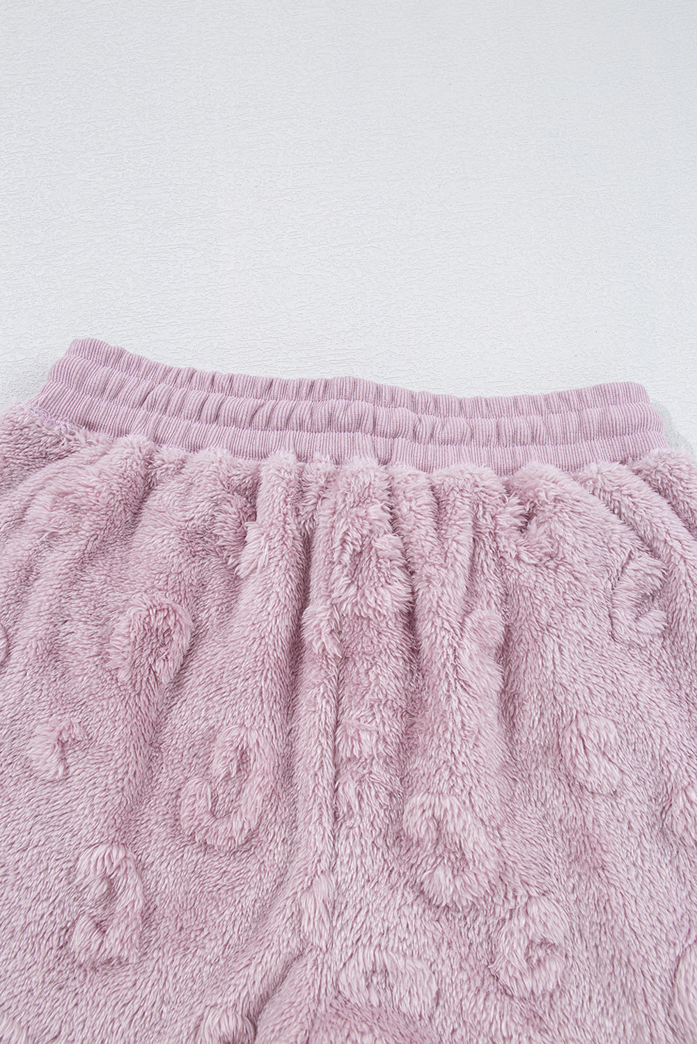 Light Pink Textured Leopard Fleece Loose Two Piece Lounge Set