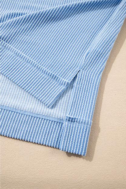 Jet Stream Corded Lantern Sleeve Top High Waist Ruffled Mini Skirt Set