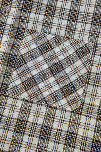 Pink Checkered Print Loose Fit Buttoned Hooded Shacket