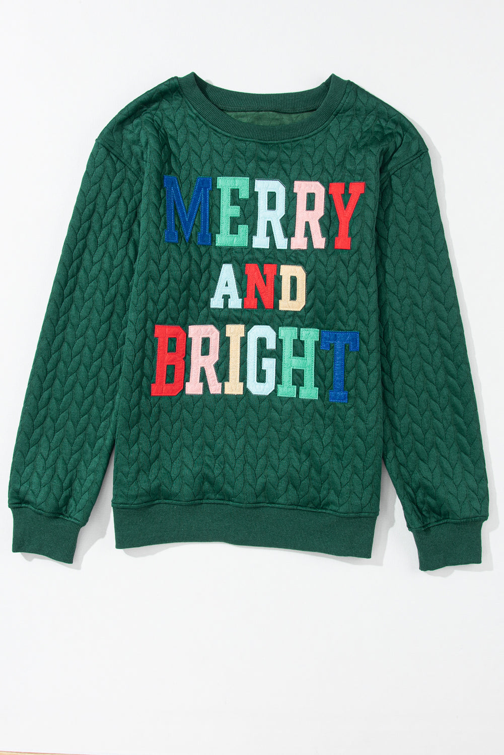 Dearlovers White Merry And Bright Cable Knit Pullover Sweatshirt