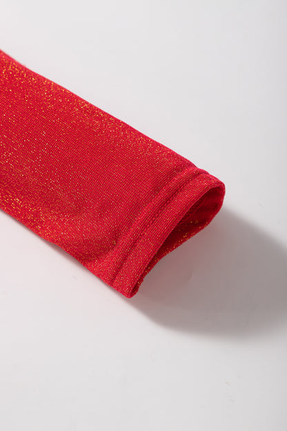 Black Metallic Bowknot Open Back V Neck Top