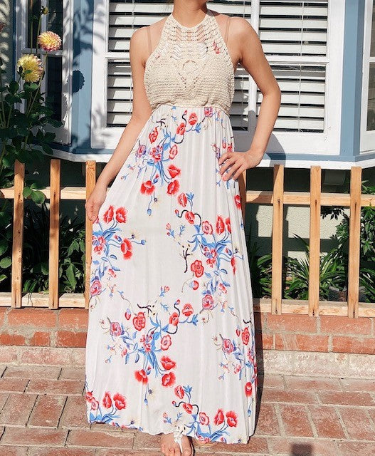 Long Backless Floral Dress