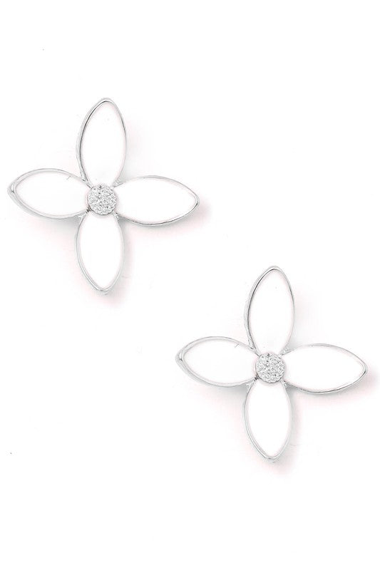 Four Leaf Flower Stud Earrings