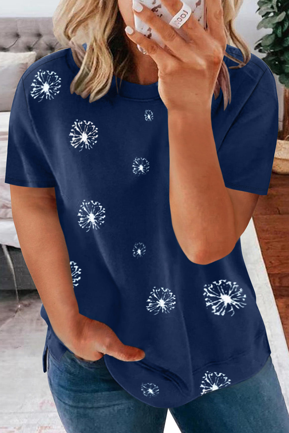 Plus Blue Dandelion Print Tee