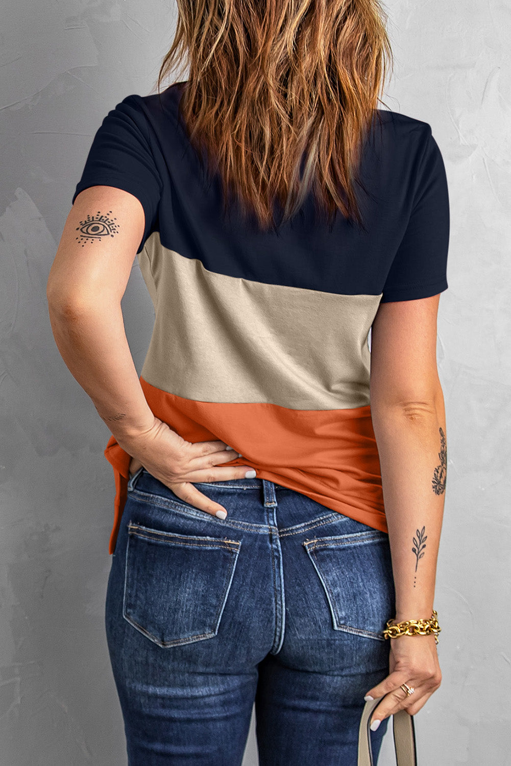 Orange Contrast Colorblock T-Shirt