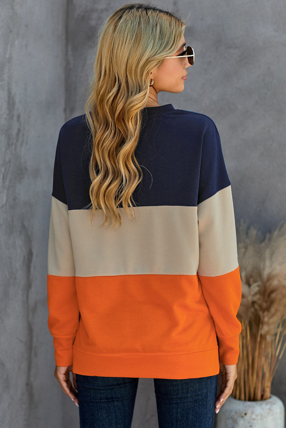 Orange Colorblock Sweatshirt