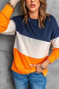 Orange Colorblock Sweatshirt