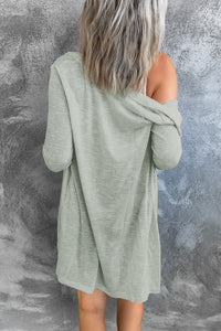 Solid Color Open-Front Button Cardigan