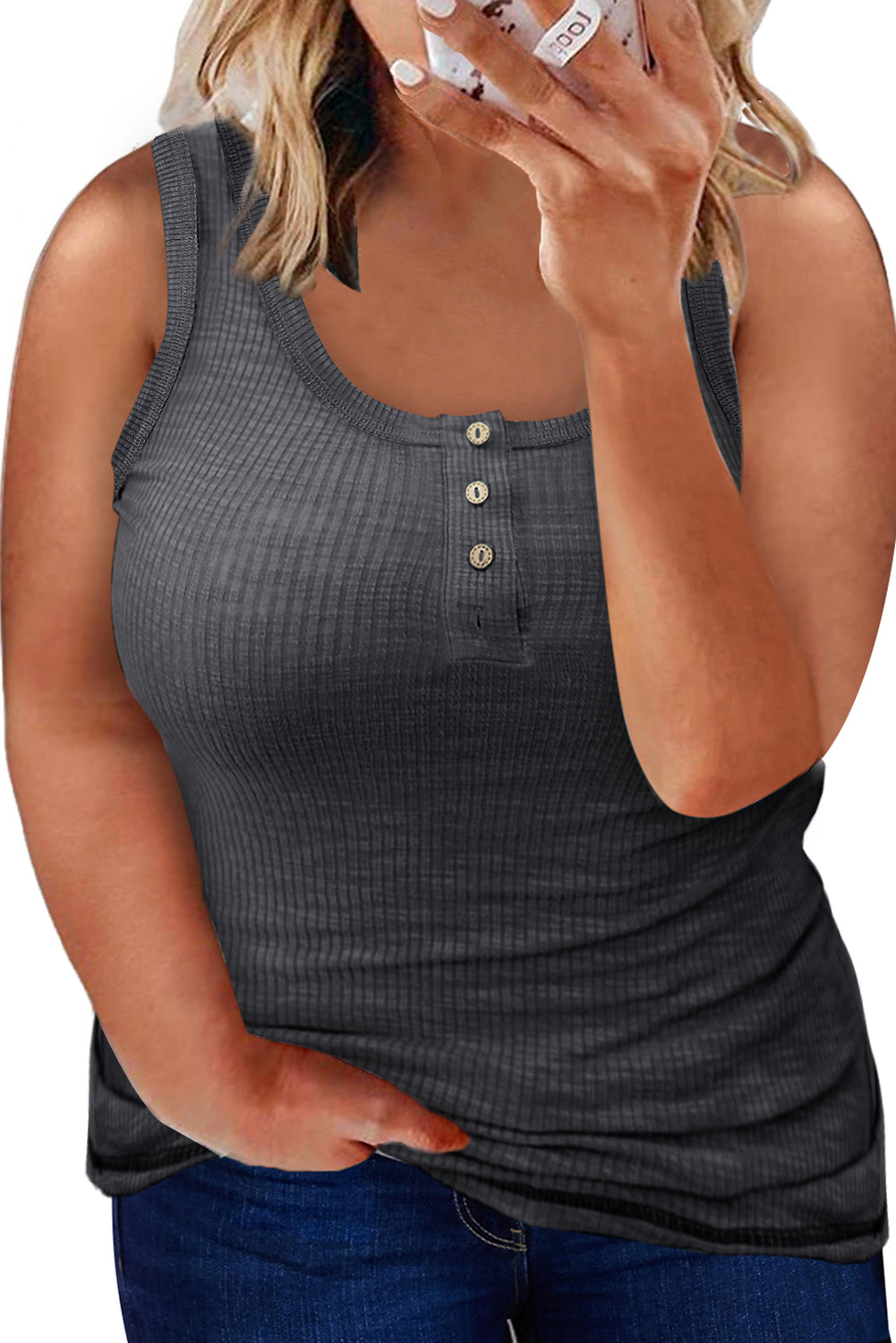 Ribbed U Neck Plus Size Tank Top