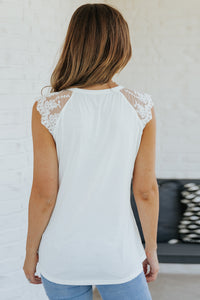 White Lace Cape Flowy Tank Top