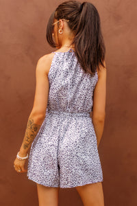 Spaghetti Straps V Neck Leopard Elastic Waist Romper