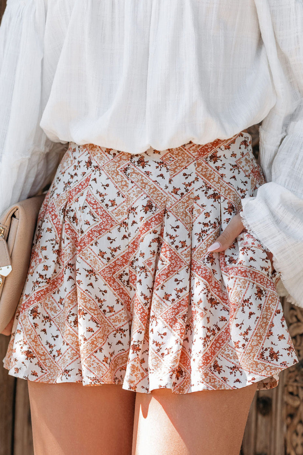 High Rise Pocketed Floral Shorts