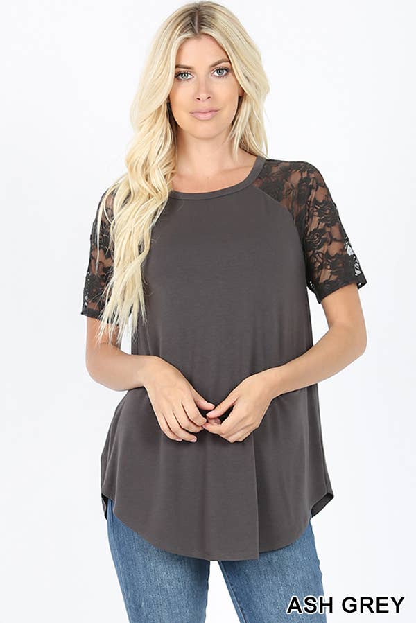 Lace Detail Short Sleeve Top